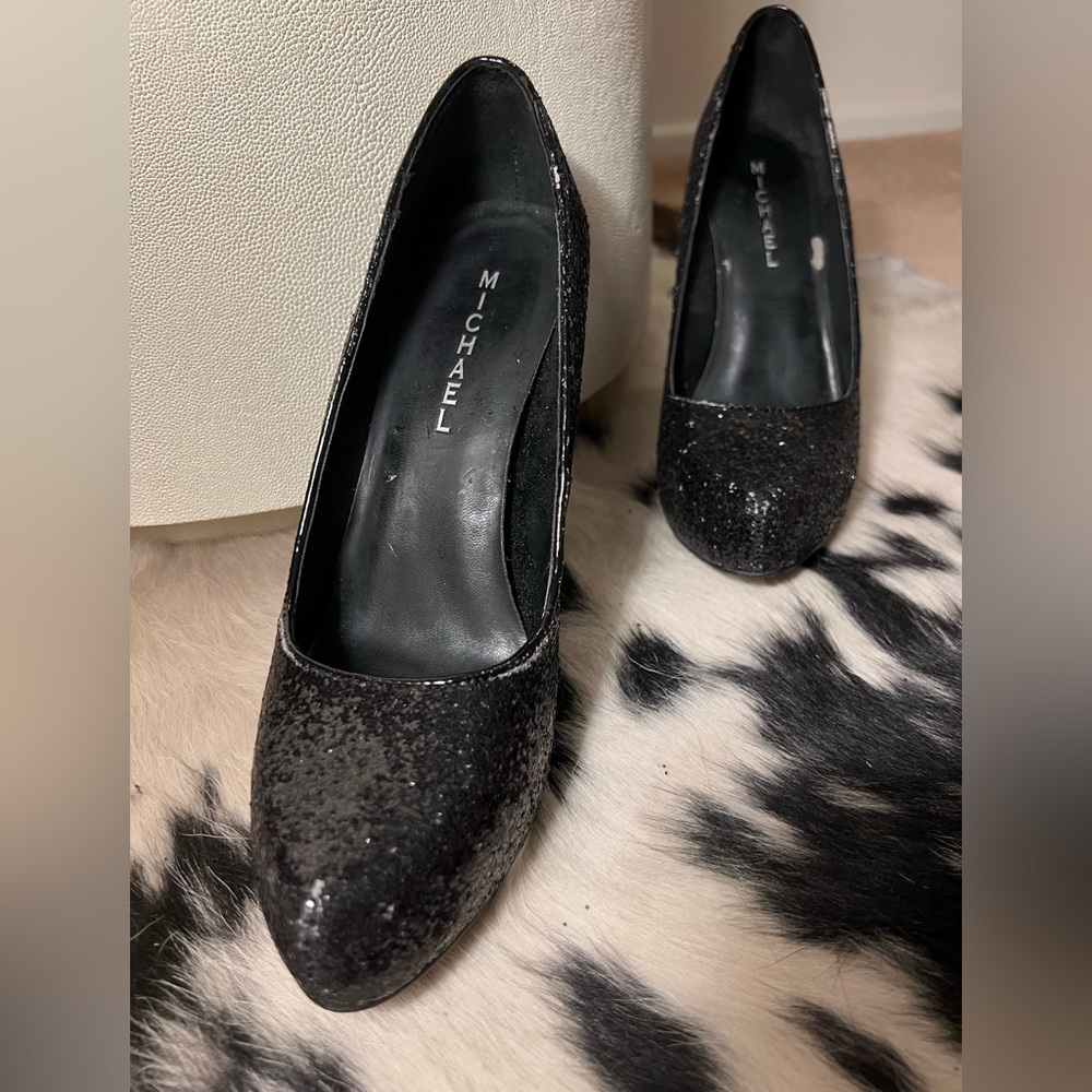 Michael Black Glitter Triangle Point Toe Heels - image 2